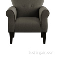 Chaise d'accent armé en tissu brun boutonné de haute qualité
